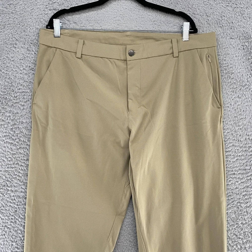 Lululemon Commission Pants Mens 38x32 Beige Stretch Chino Golf Office Work Taper